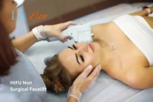 Woman having Hi-Fu to reduce wrinkles Chigwell.